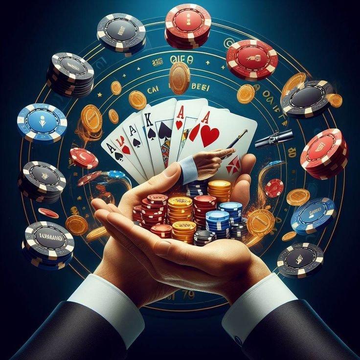 Dealer live casino sedang melayani permainan kartu secara real time dalam studio jmtoto